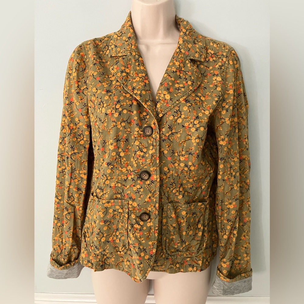SUNDANCE corduroy ditzy floral jacket layering Boho Cottagecore prairie retro 2